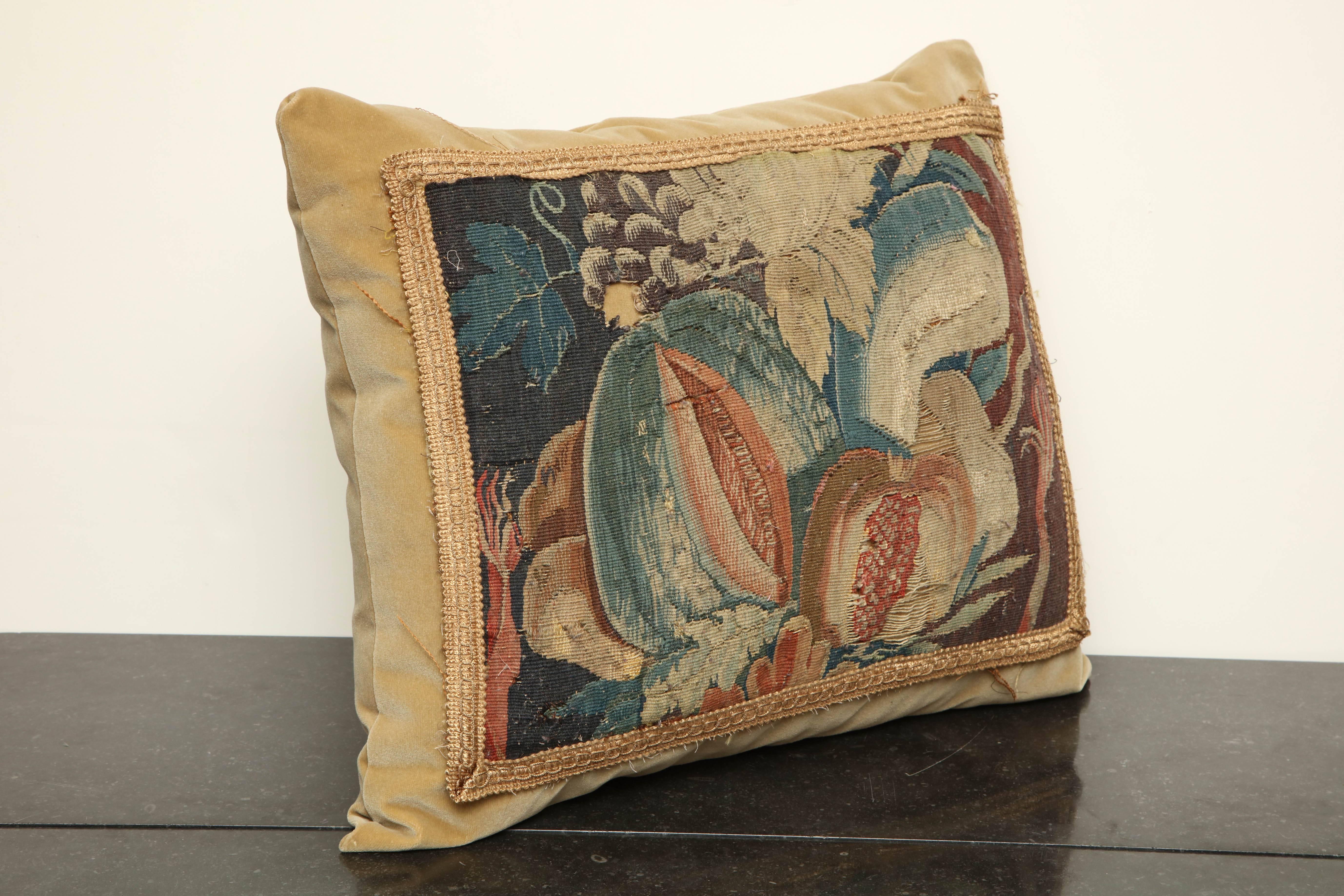 19th Century French Tapestry Fragment Cushion For Sale 2