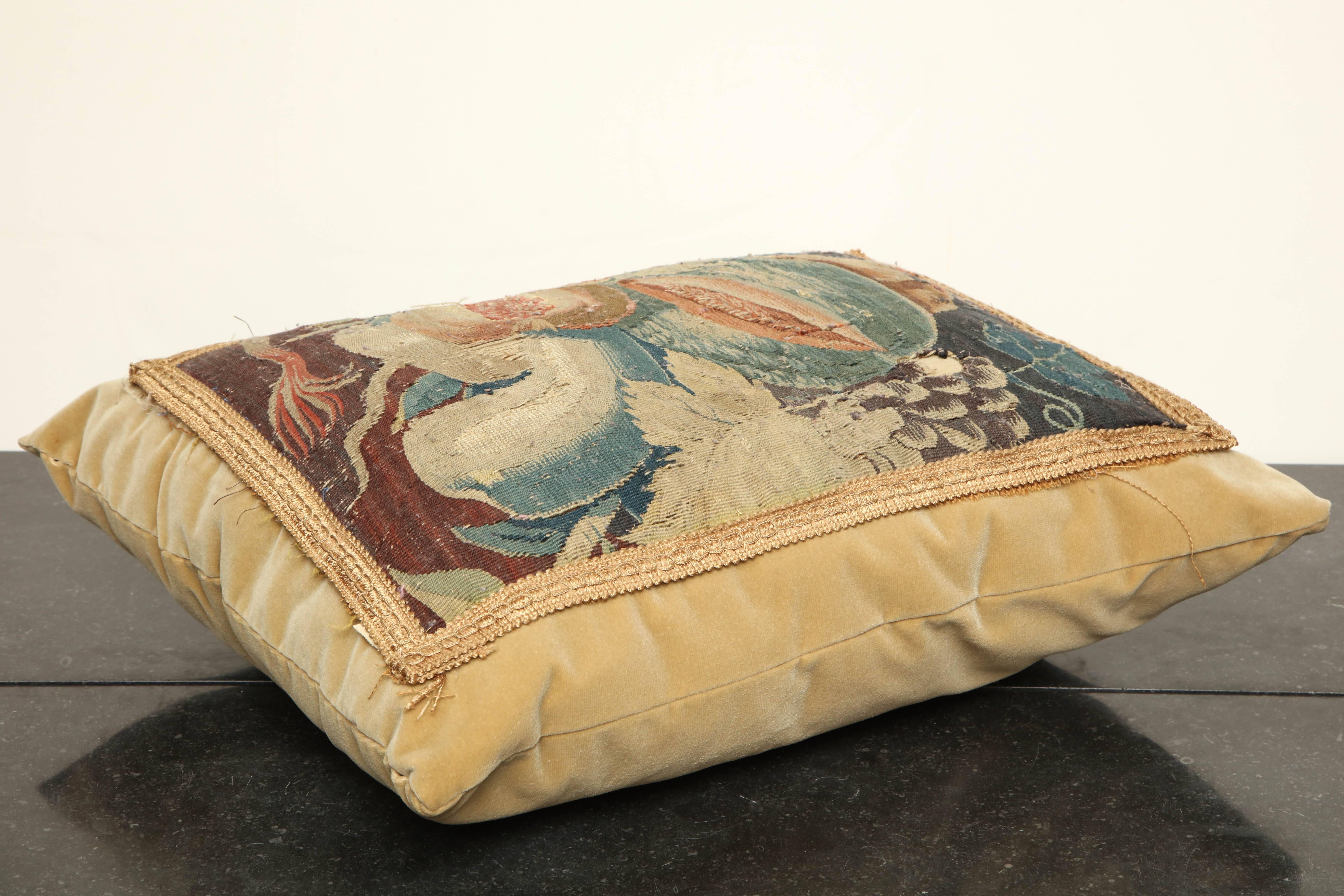 19th Century French Tapestry Fragment Cushion For Sale 4