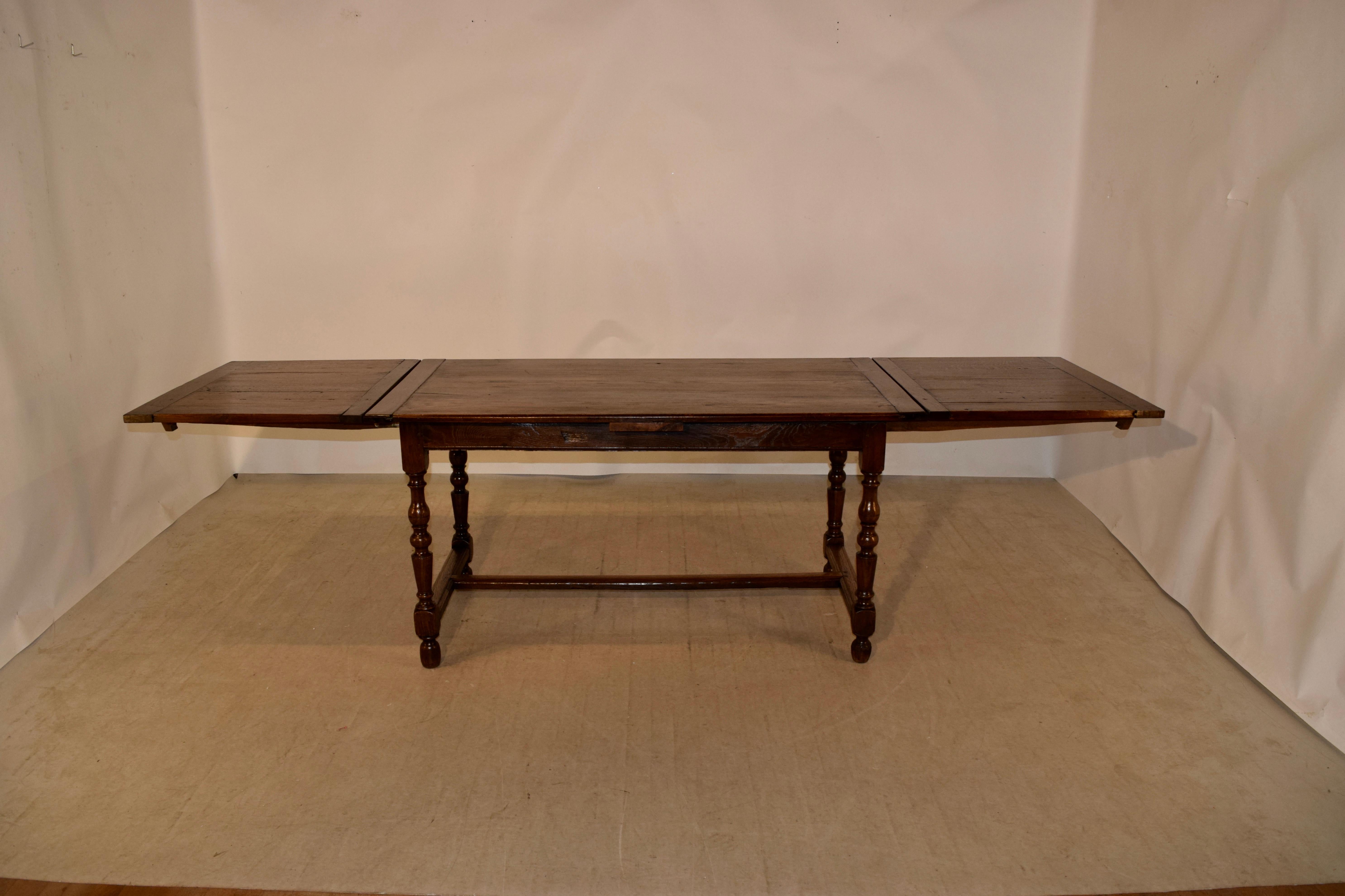 Oak 19th Century French Tavern Drawleaf Table