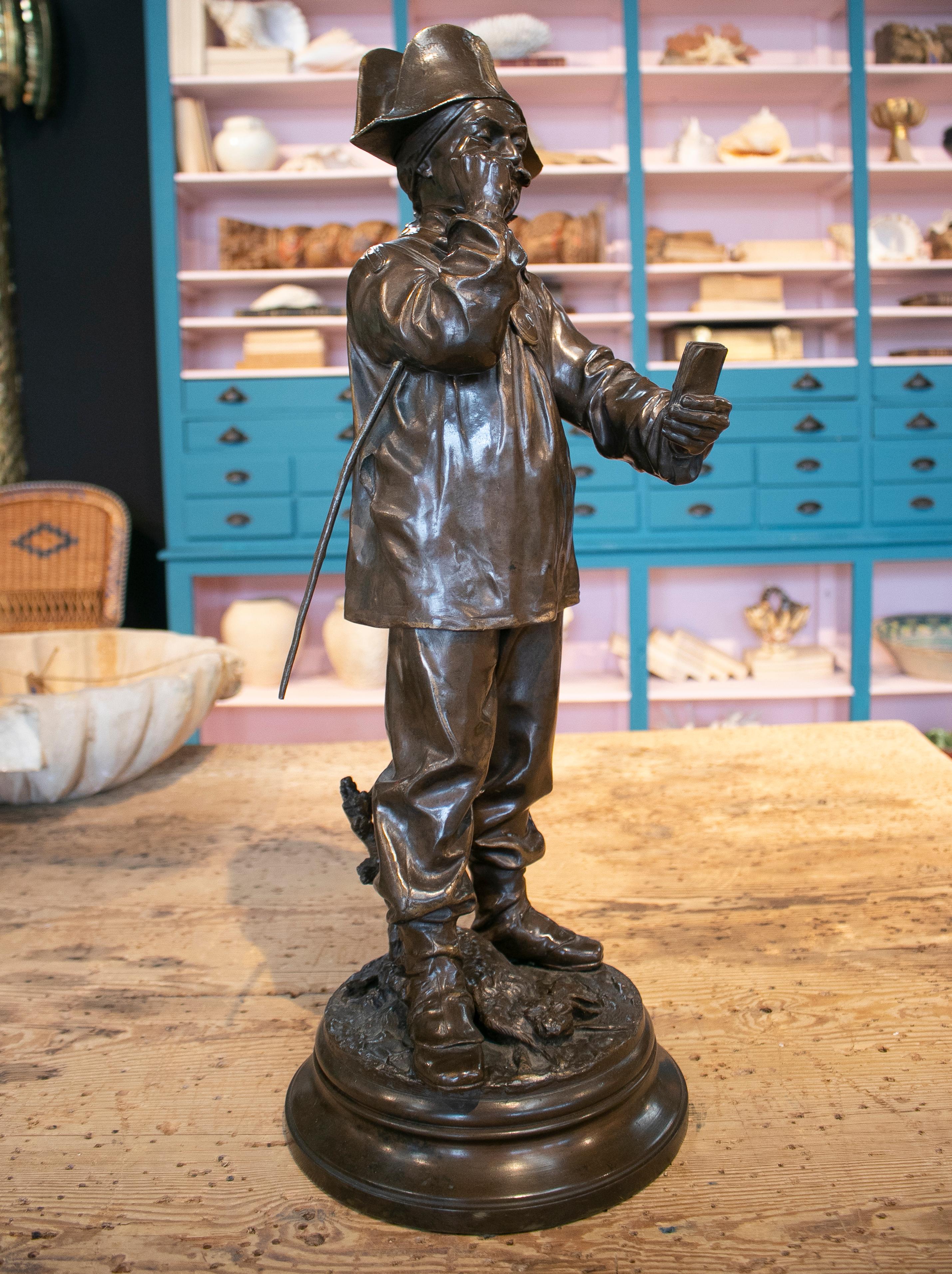 19th Century French Tax Collector Bronze Figure Sculpture For Sale 3