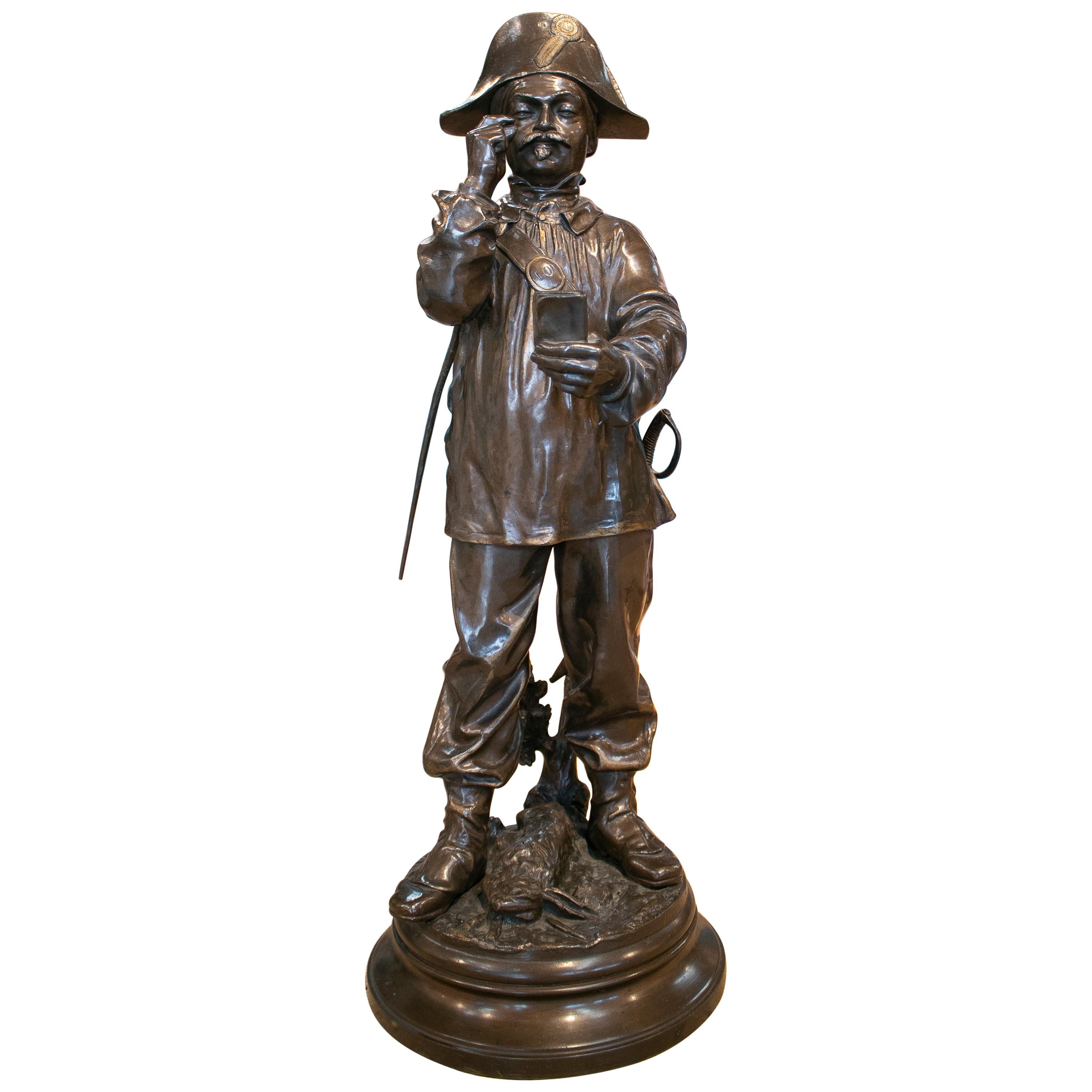 19th Century French Tax Collector Bronze Figure Sculpture For Sale