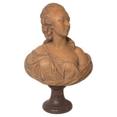 19th Century French Terra Cotta Bust of Marie Antionette