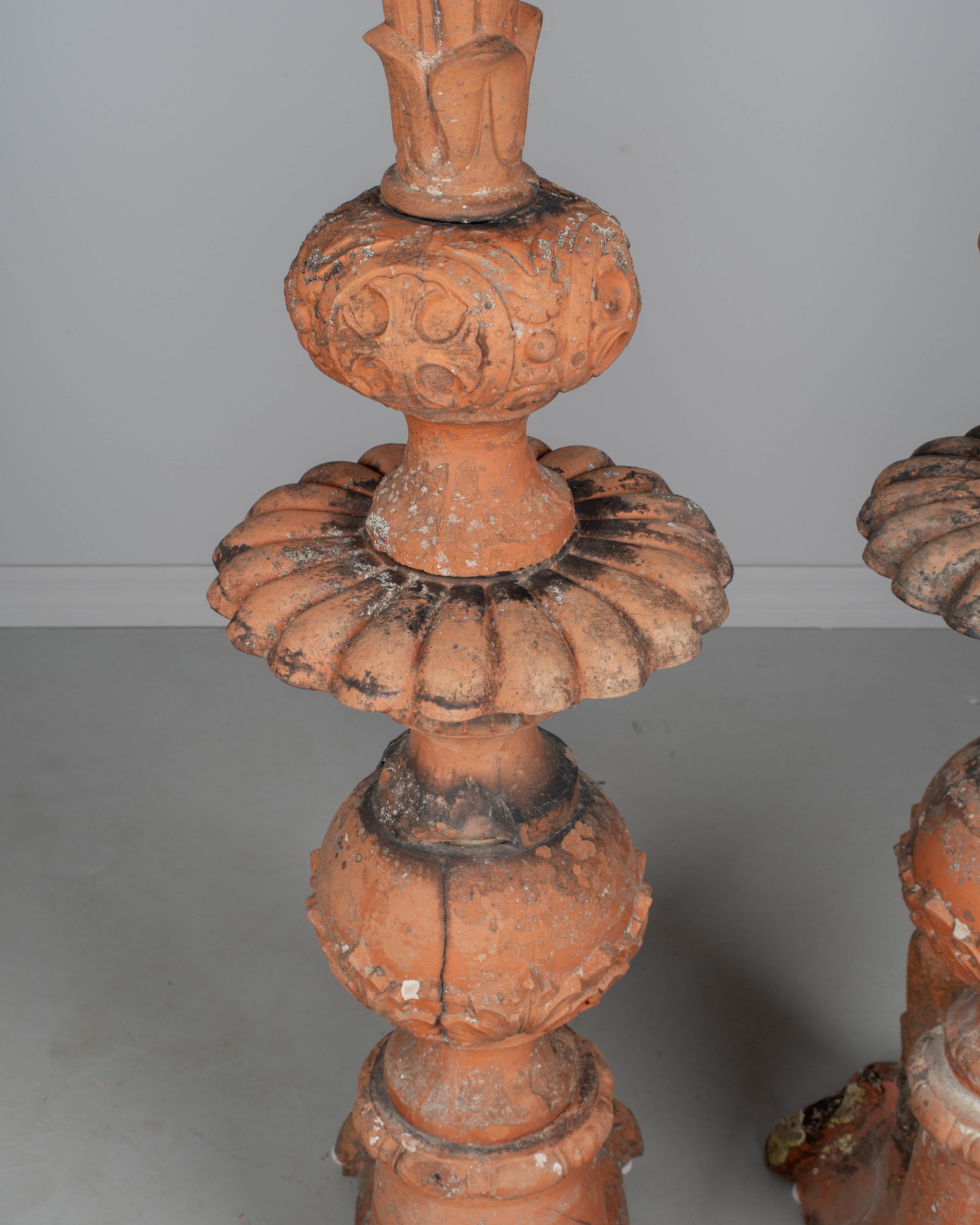 Terracotta 19th Century French Terra Cotta Roof Finials or Garden Ornaments For Sale