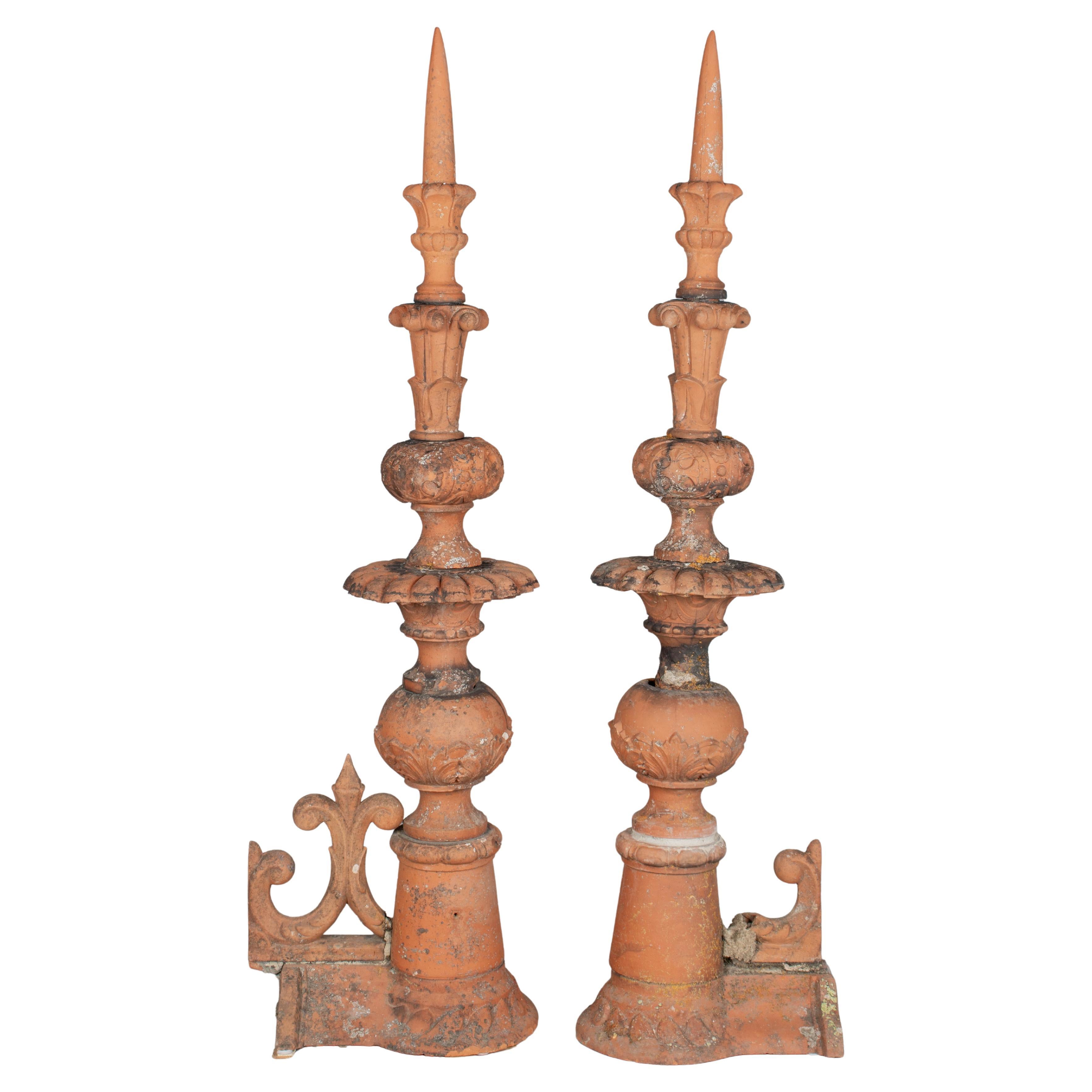 19th Century French Terra Cotta Roof Finials or Garden Ornaments