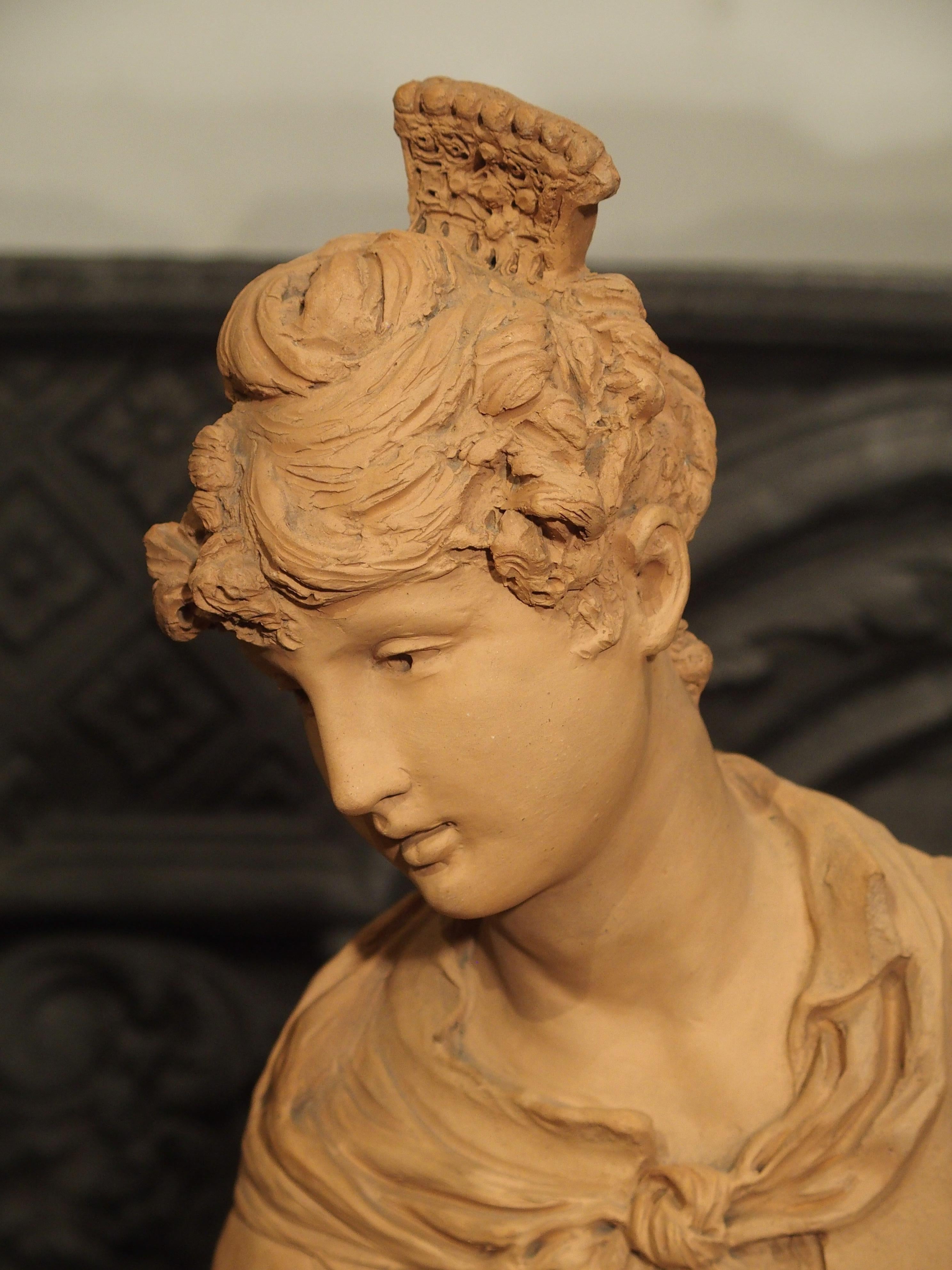 19th Century French Terracotta Statue of a Woman at a Fountain For Sale 10