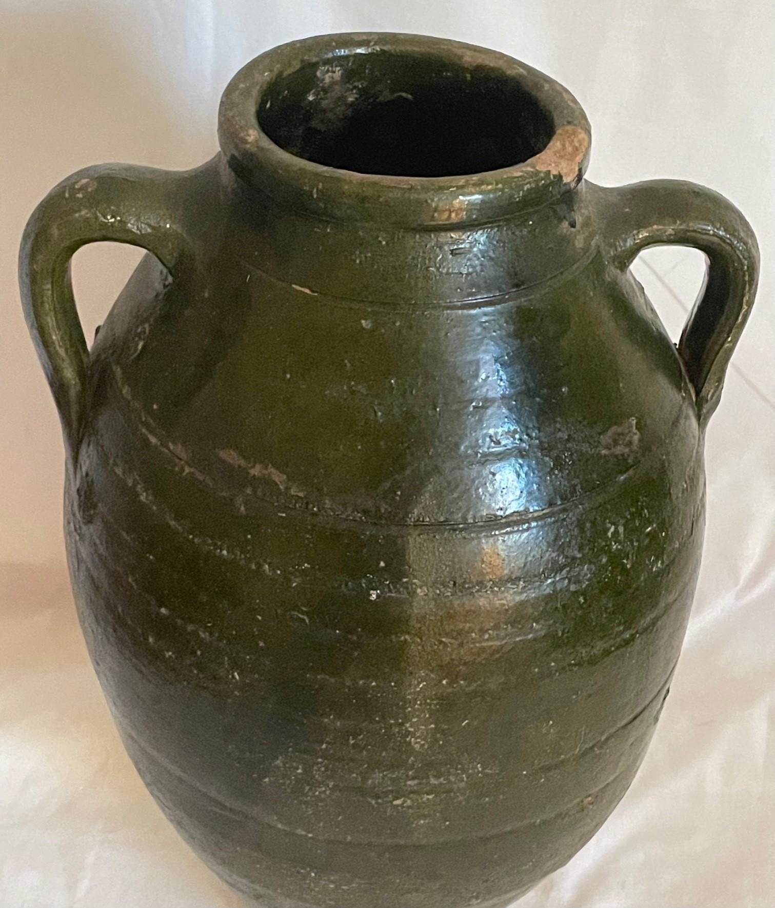 19th Century French Terracotta Amphora Olive Jar In Good Condition In Vero Beach, FL