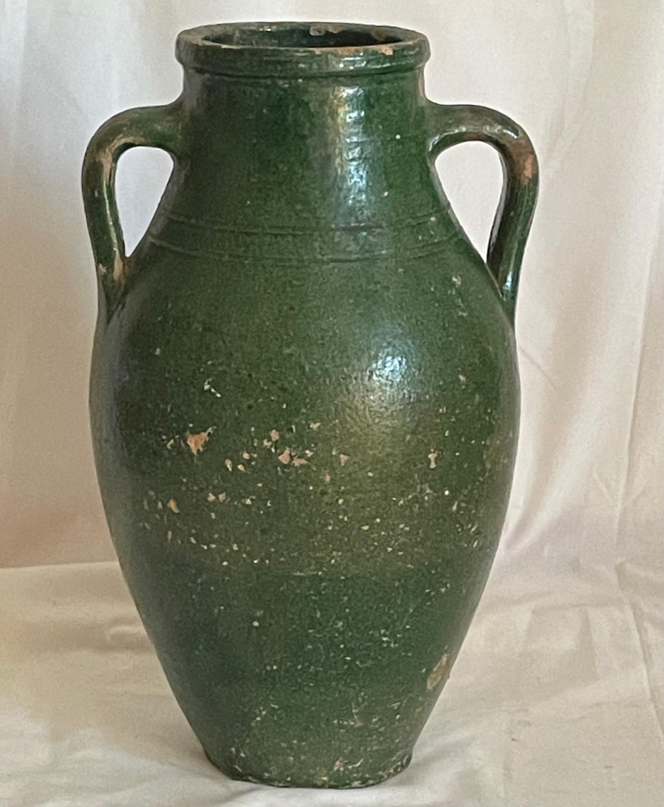 19th Century French Terracotta Amphora Olive Jar In Good Condition In Vero Beach, FL