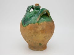 19th Century French Terracotta and Green Glazed Confit Pot