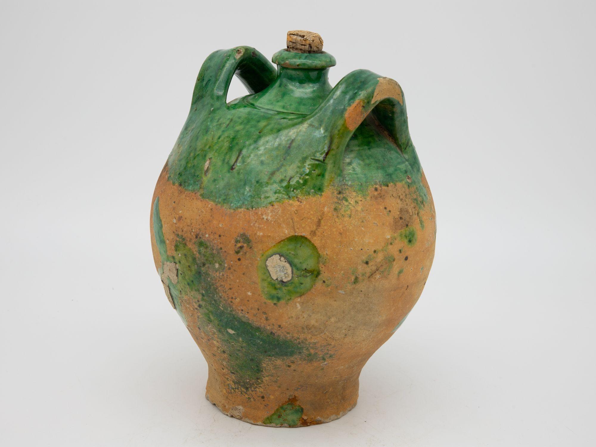 19th Century French Terracotta and Green Glazed Confit Pot In Good Condition For Sale In South Salem, NY