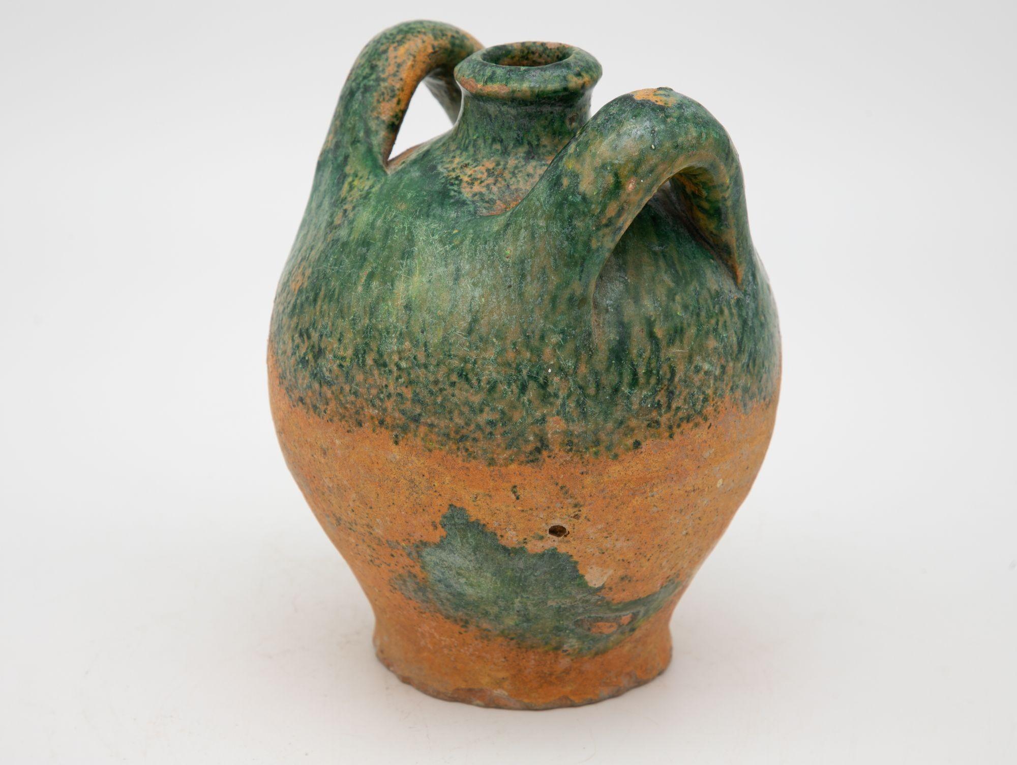 19th Century French Terracotta and Green Glazed Confit Pot In Good Condition For Sale In South Salem, NY