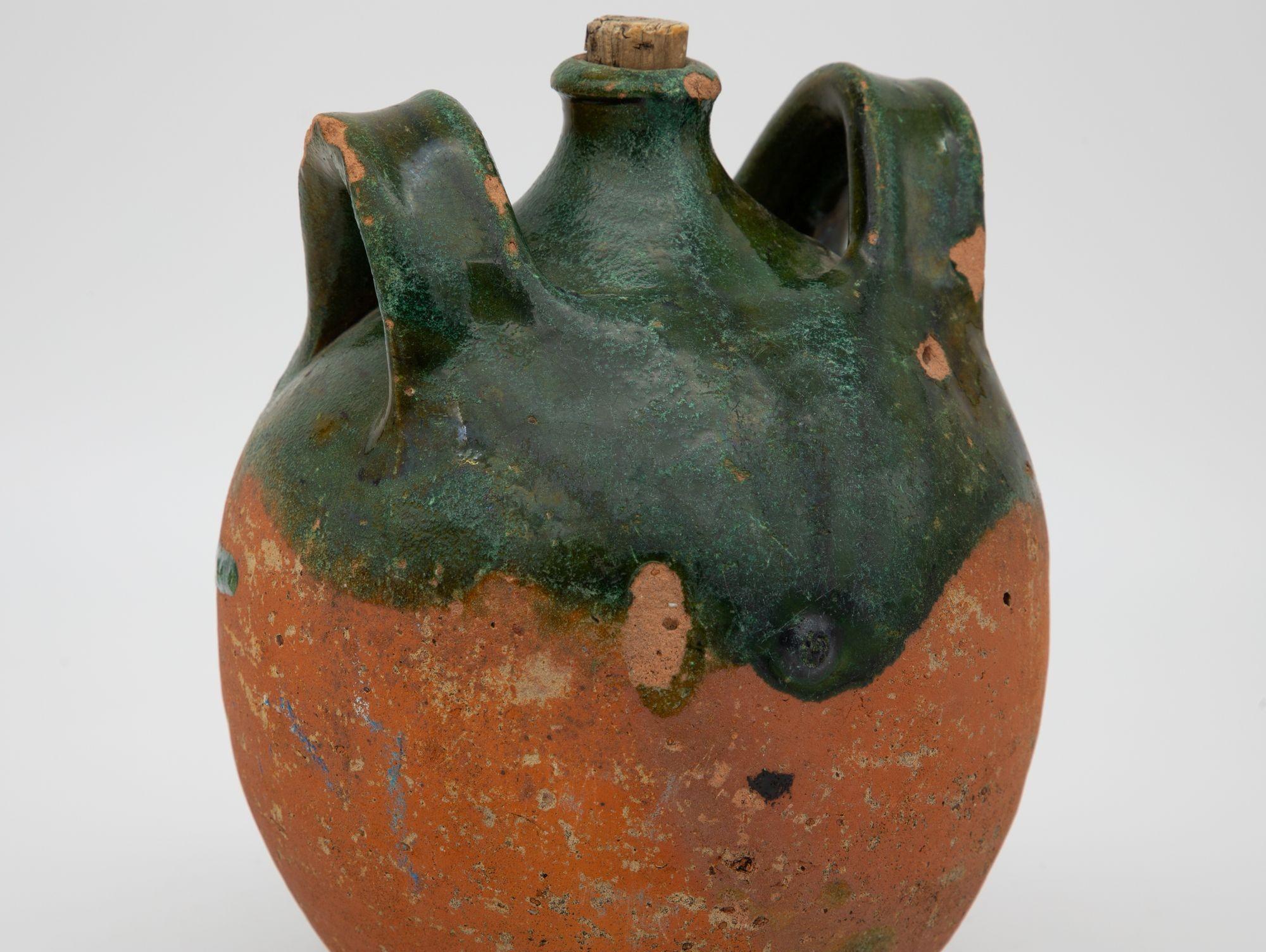 19th Century French Terracotta and Green Glazed Confit Pot For Sale 1