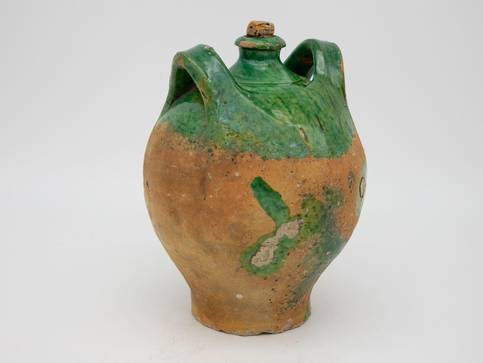 19th Century French Terracotta and Green Glazed Confit Pot For Sale 2