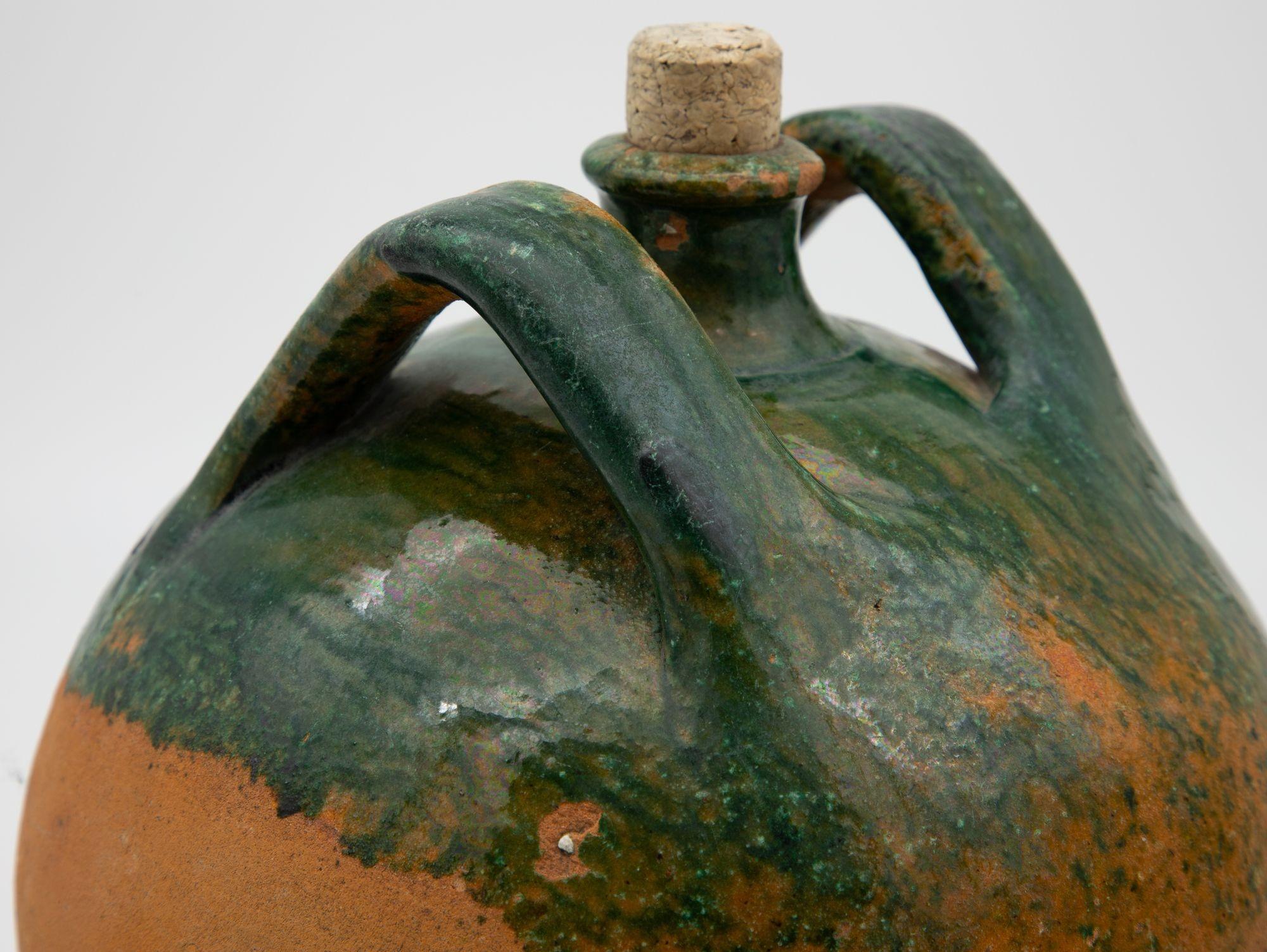 19th Century French Terracotta and Green Glazed Confit Pot For Sale 2