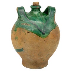 Used 19th Century French Terracotta and Green Glazed Confit Pot