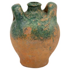 19th Century French Terracotta and Green Glazed Confit Pot