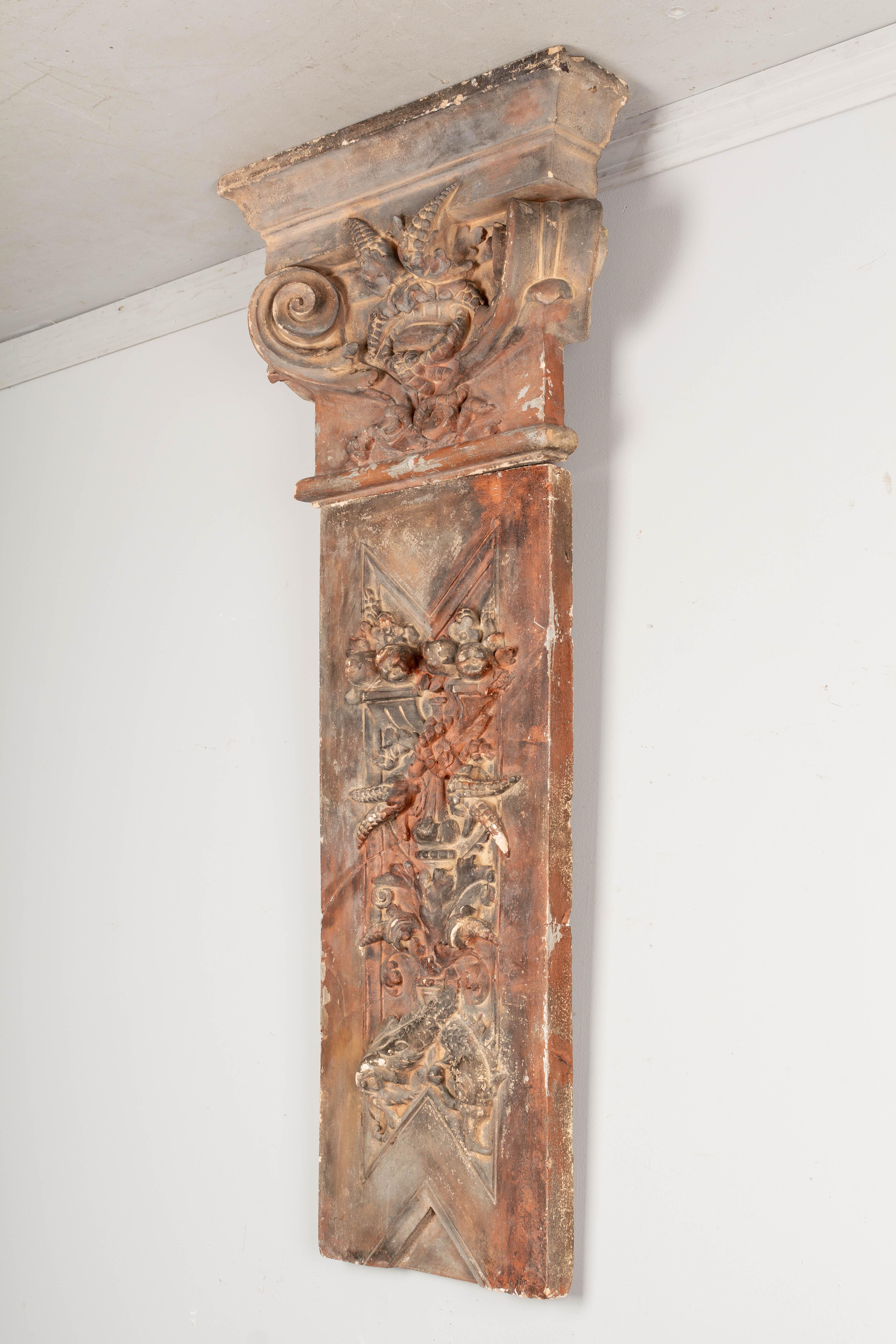 Cast 19th Century French Terracotta Architectural Relief