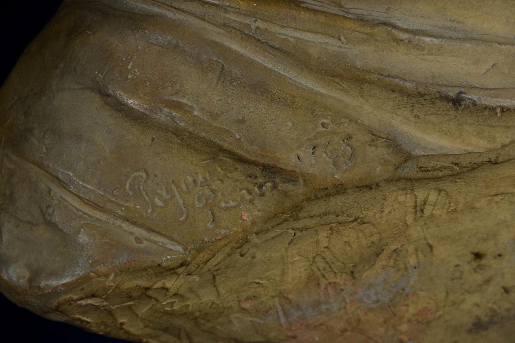Französische Terrakotta-Büste und Marmorsockel des 19. Jahrhunderts mit edler Frau im Angebot 12