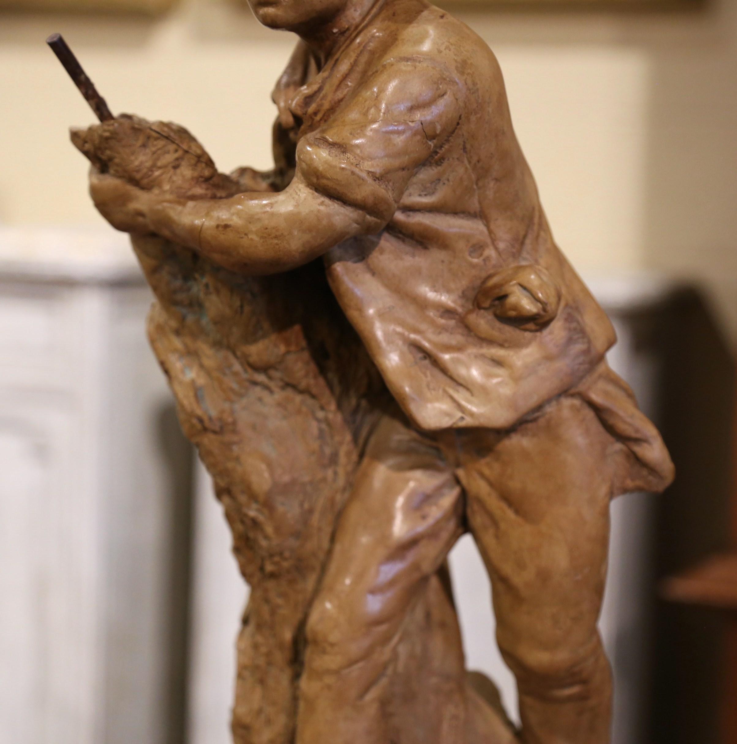19th Century French Terracotta Farmer Sculpture For Sale 1