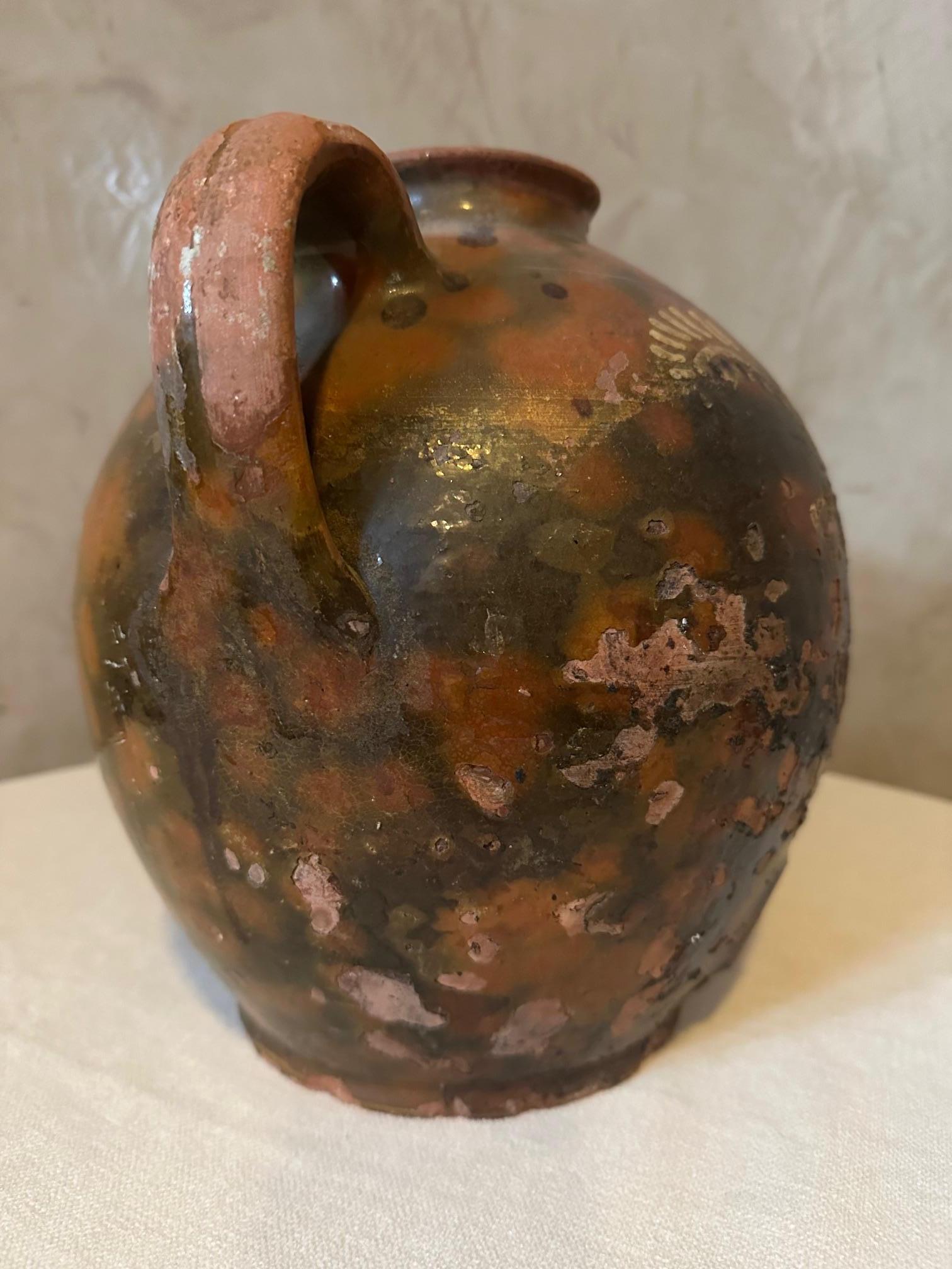 19th century French Terracotta Oil Jar In Fair Condition For Sale In LEGNY, FR