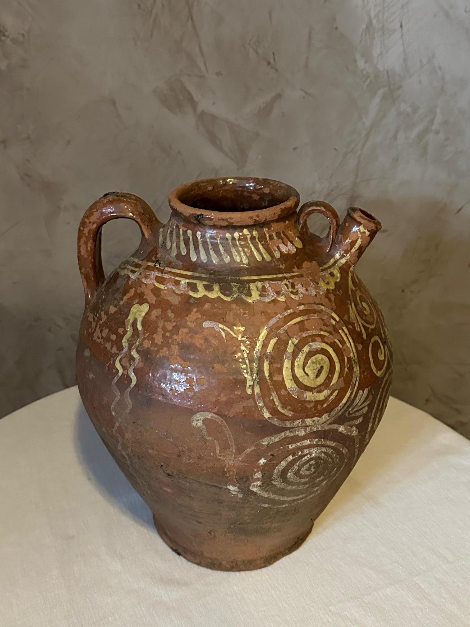 19th century French Terracotta Oil Jug, 1890s For Sale 1