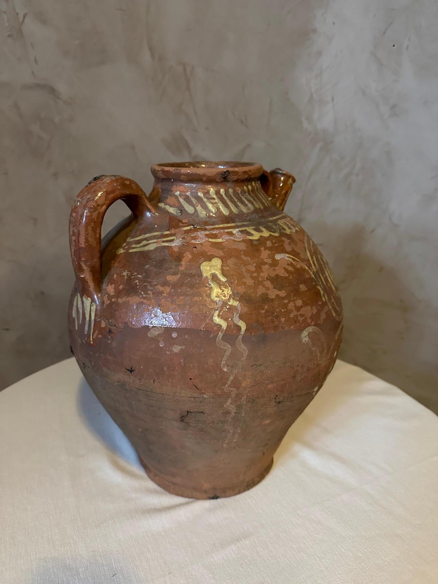 19th century French Terracotta Oil Jug, 1890s For Sale 4