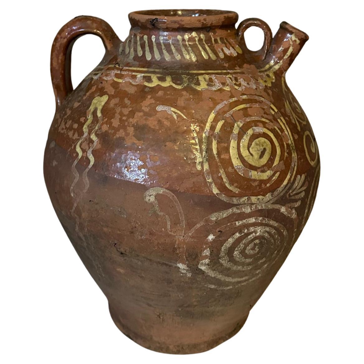 19th century French Terracotta Oil Jug, 1890s For Sale