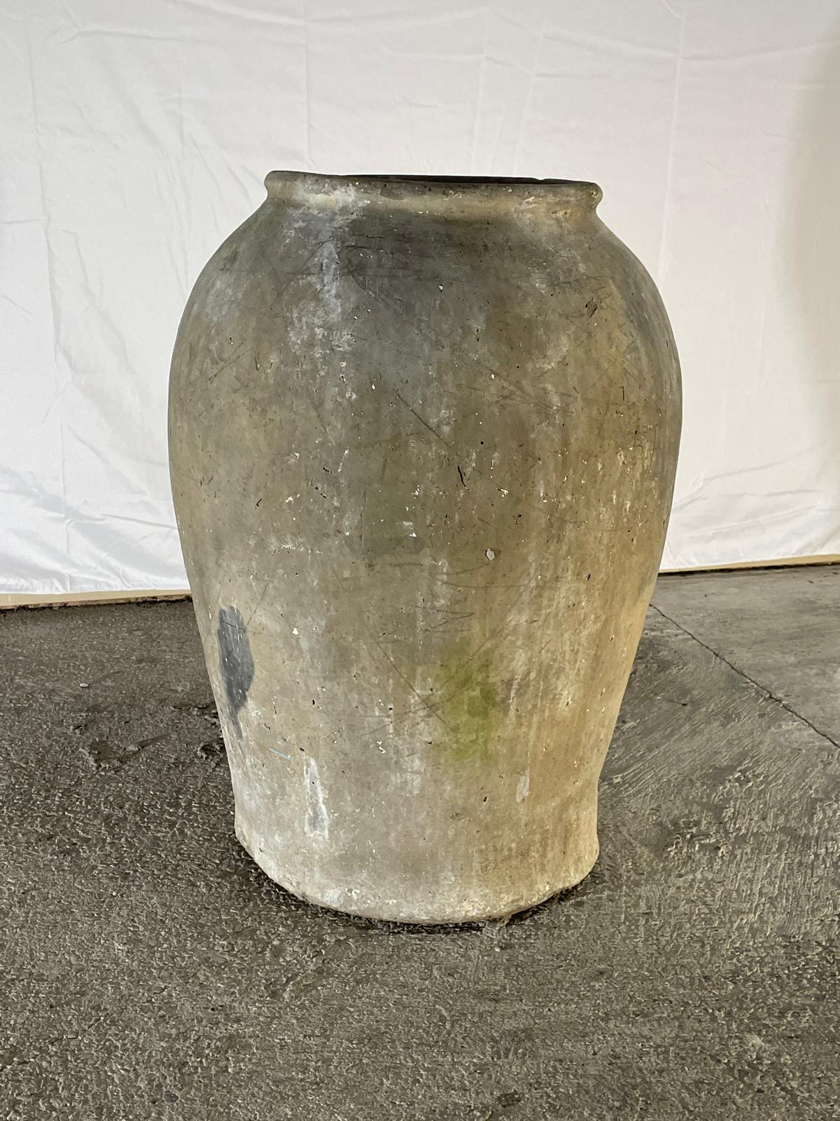 Tarro de aceitunas de terracota francés del siglo XIX en Bueno estado para la venta en Eindhoven, NL