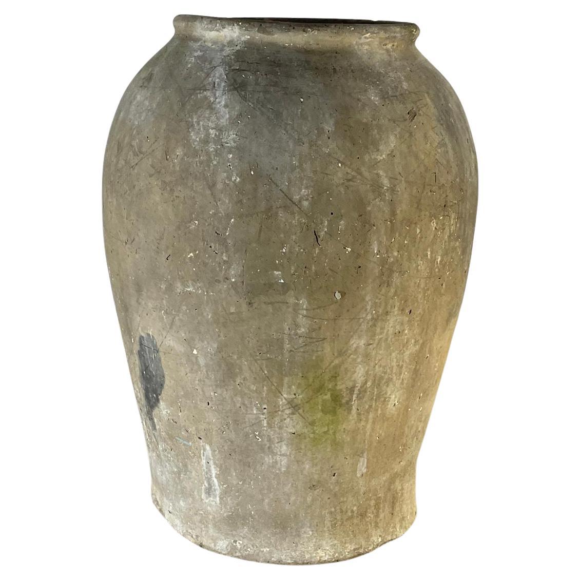 Tarro de aceitunas de terracota francés del siglo XIX en venta