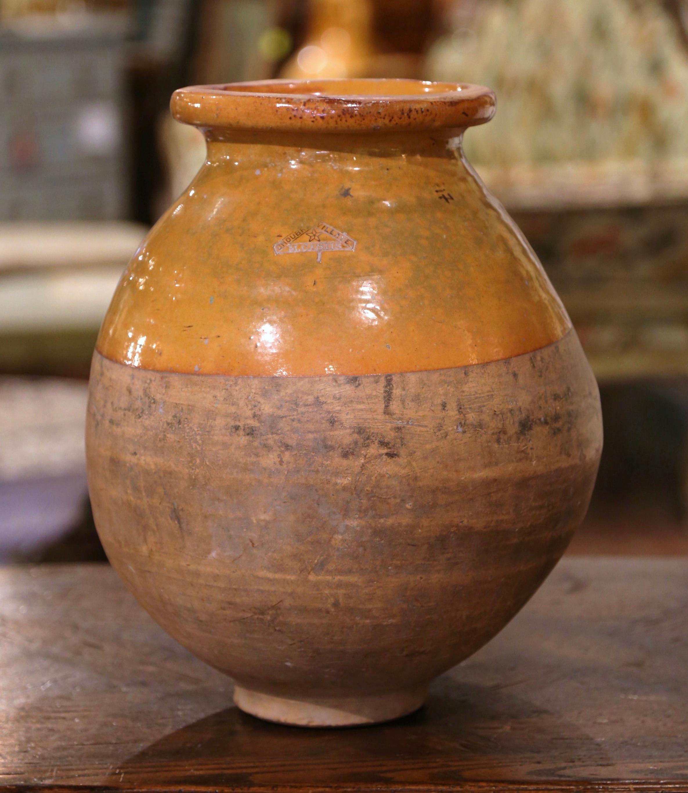 Earthenware 19th Century French Terracotta Olive Jar from Provence For Sale