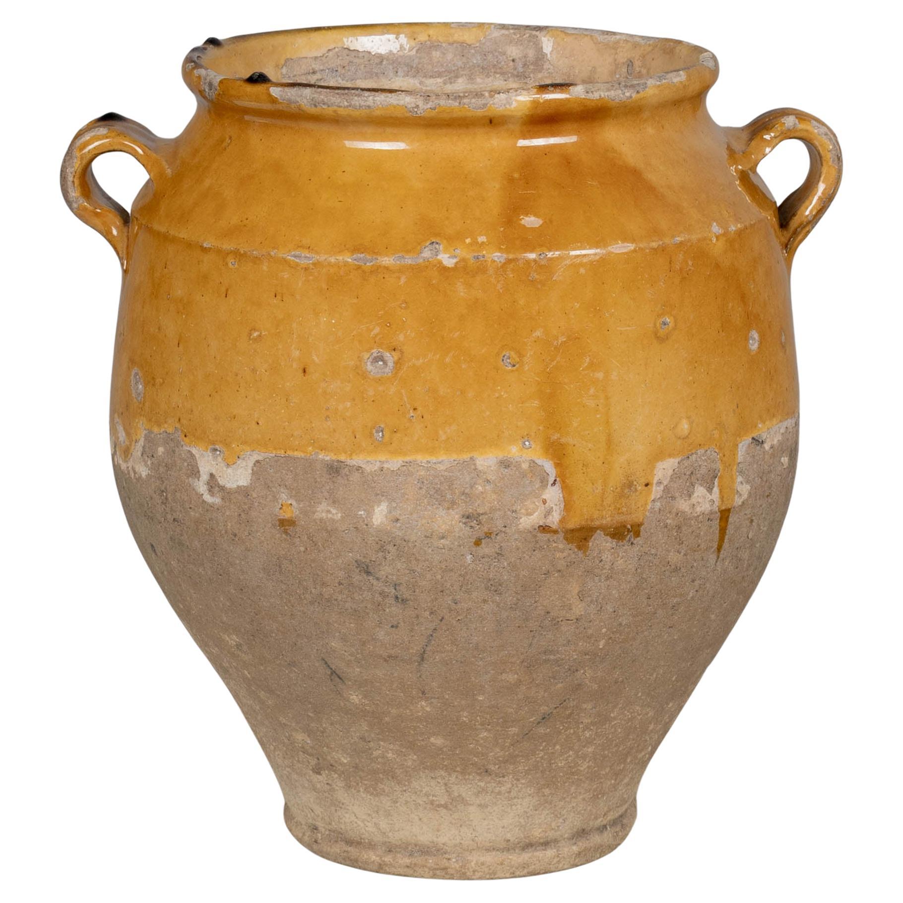 19th Century French Terracotta Pot à Confit 12"High For Sale