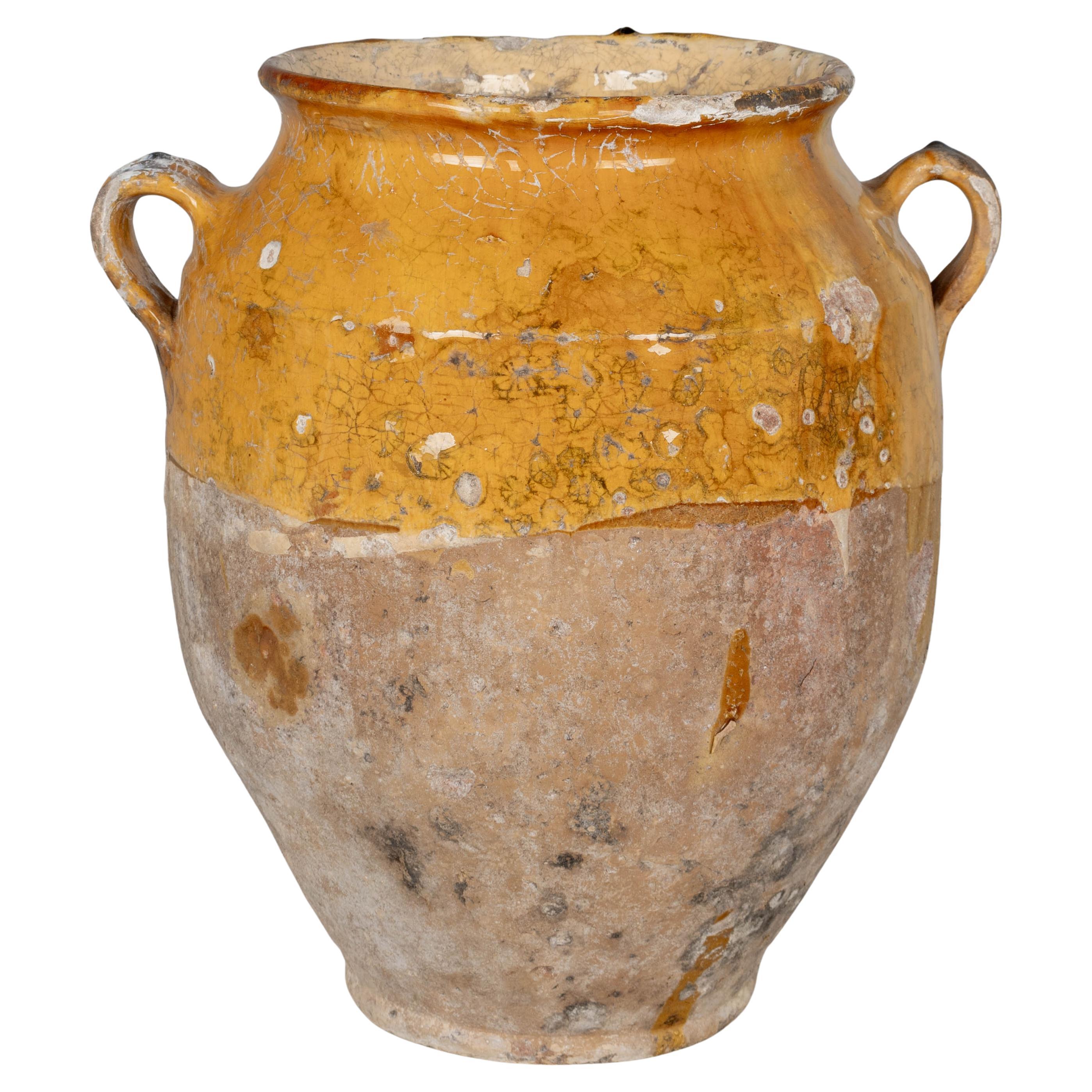 Olla francesa de terracota confitada del siglo XIX