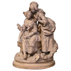 19th Century French Terracotta Sculpture Composition Signed Charles Cordier