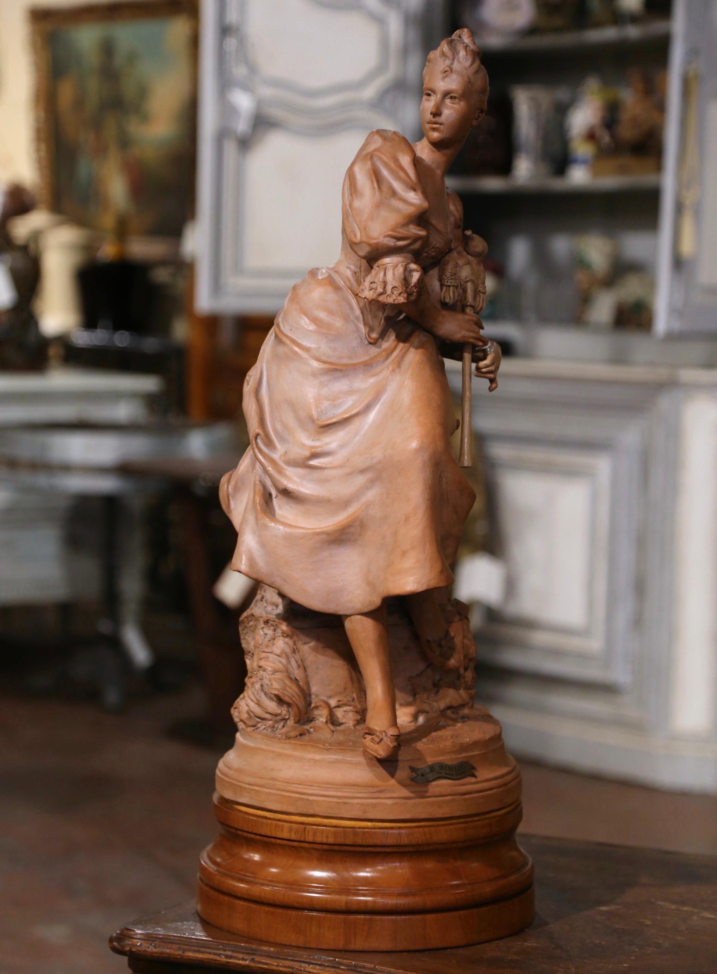 Country 19th Century French Terracotta Sculpture Composition Signed G. Coudray