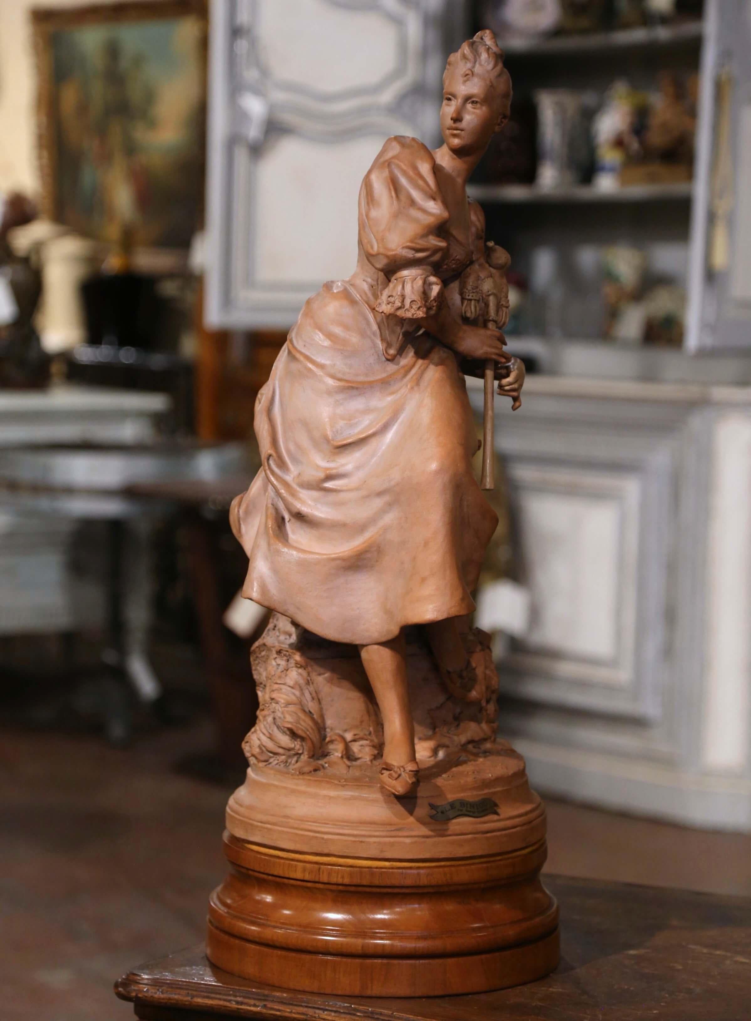 Country 19th Century French Terracotta Sculpture Composition Signed G. Coudray For Sale