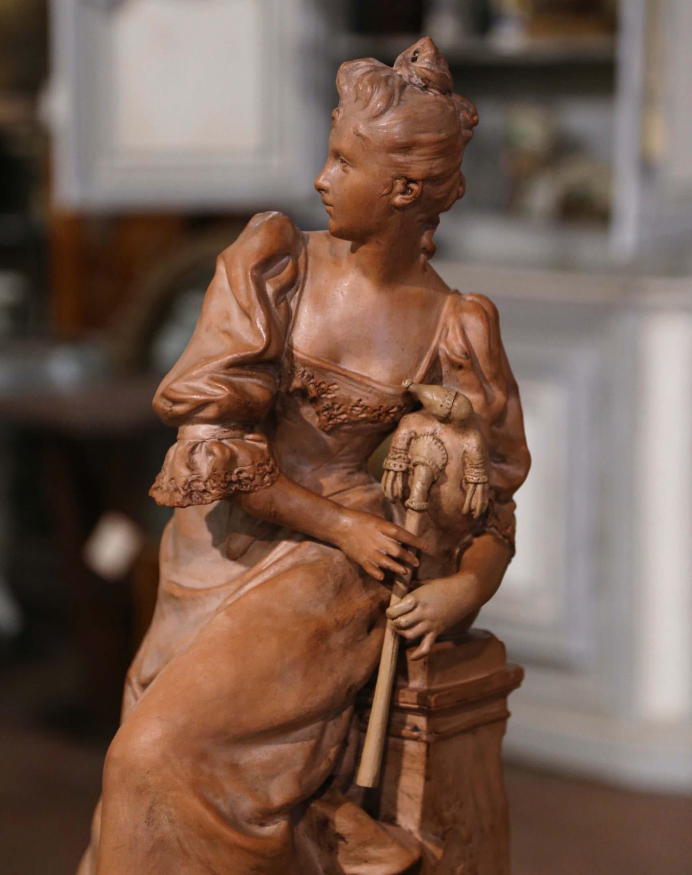 Hand-Crafted 19th Century French Terracotta Sculpture Composition Signed G. Coudray For Sale