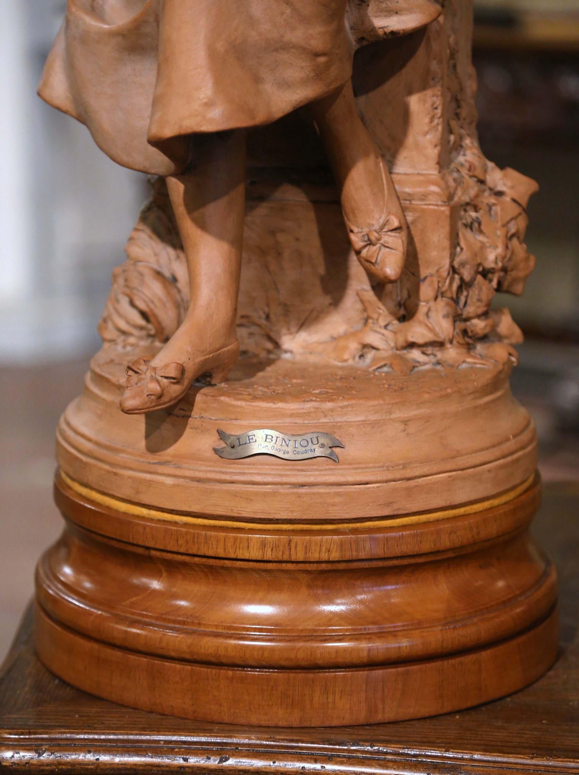 19th Century French Terracotta Sculpture Composition Signed G. Coudray In Excellent Condition For Sale In Dallas, TX