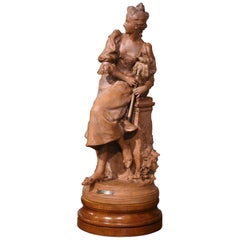 Composición escultórica francesa de terracota del siglo XIX Firmada G. Coudray