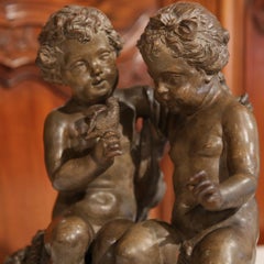19th Century French Terracotta Sculpture of Putti with Bird and Cornucopia
