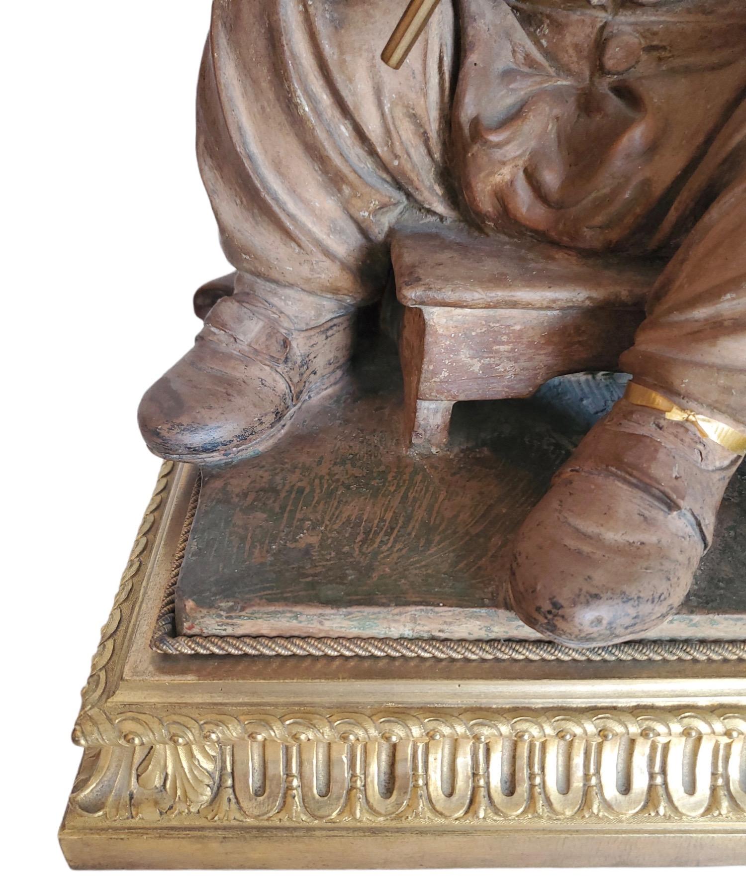 Fait main Statue de garçon en terre cuite française du 19e siècle en vente