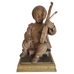 19th Century French Terracotta Statue of Boy