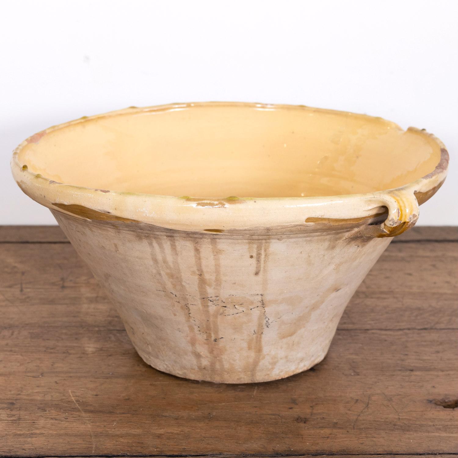 19th Century French Terracotta Tian Bowl with Honey Yellow Glaze In Good Condition In Birmingham, AL