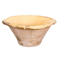 Bol Tian en terre cuite du 19ème siècle avec glaçure jaune miel