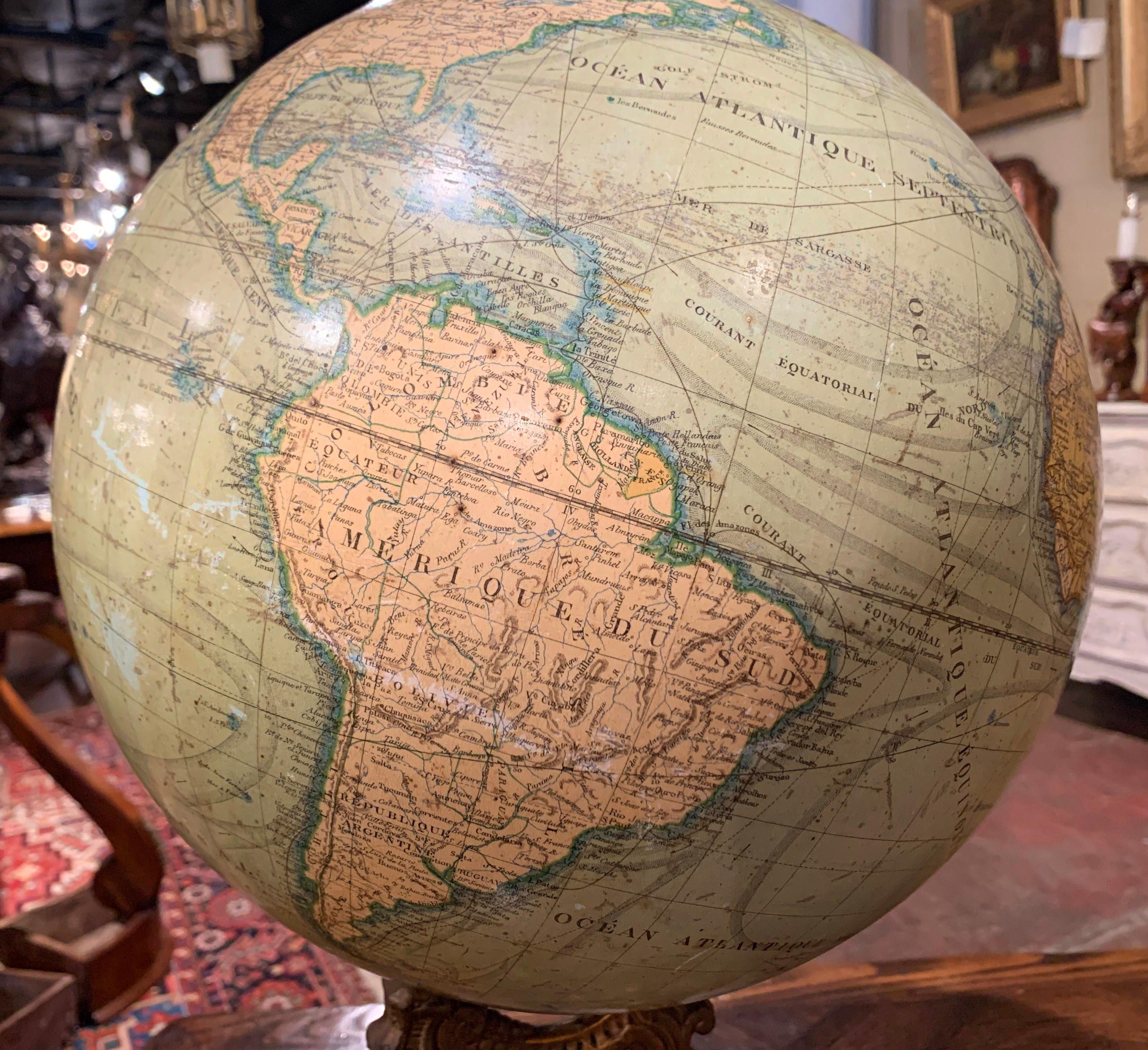 19th Century French Terrestrial Globe on Iron Stand Signed J. Lebegue & Cie 7