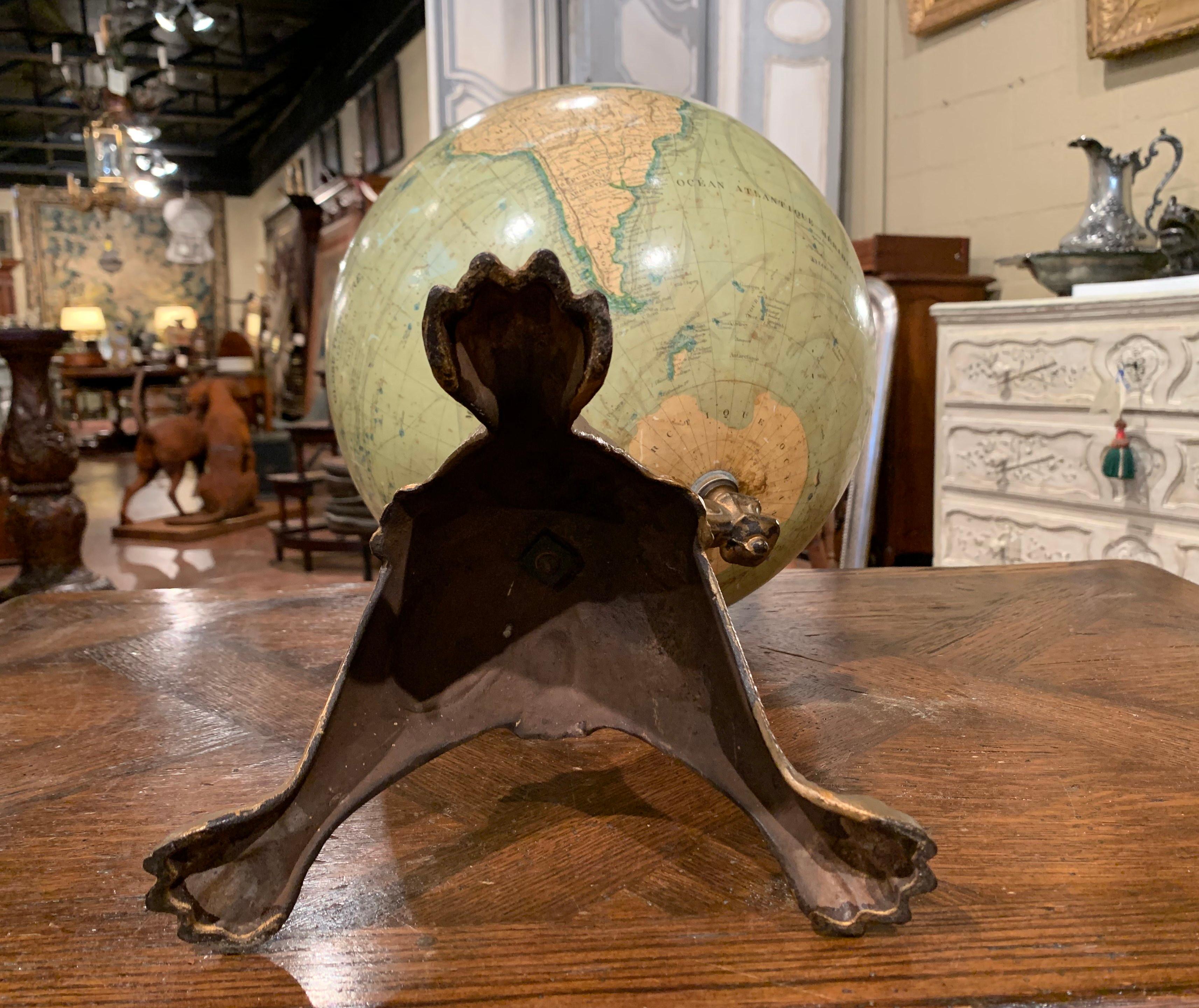 19th Century French Terrestrial Globe on Iron Stand Signed J. Lebegue & Cie 6