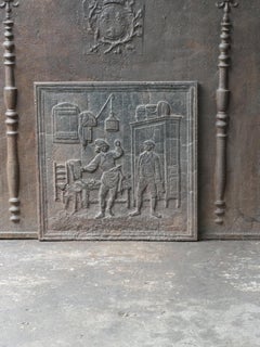 19th Century French 'The Cobbler and the Financier' Fireback / Backsplash