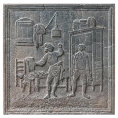19th Century French 'The Cobbler and the Financier' Fireback / Backsplash