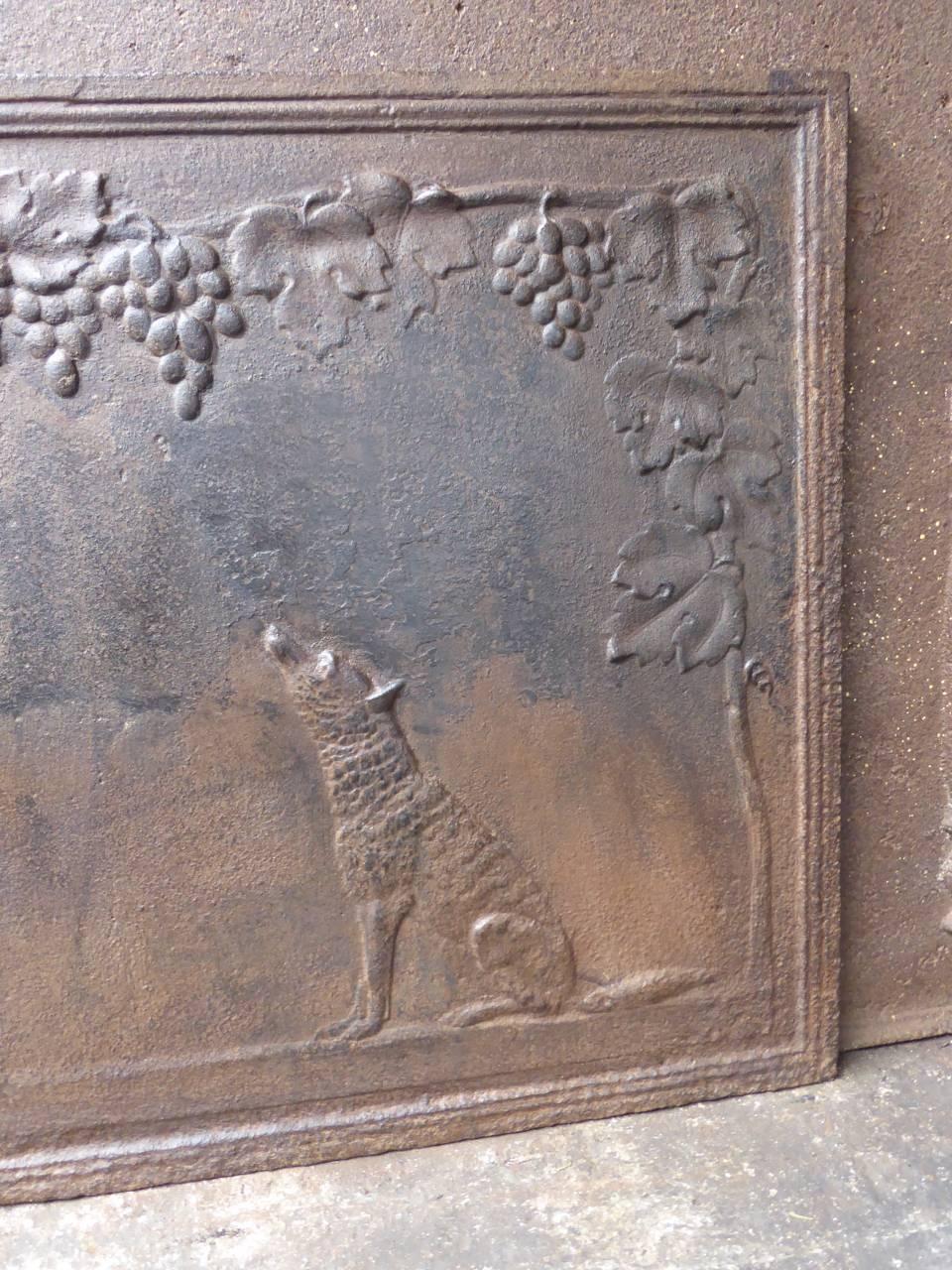 Iron 19th Century French 'The Fox and the Grape' Fireback
