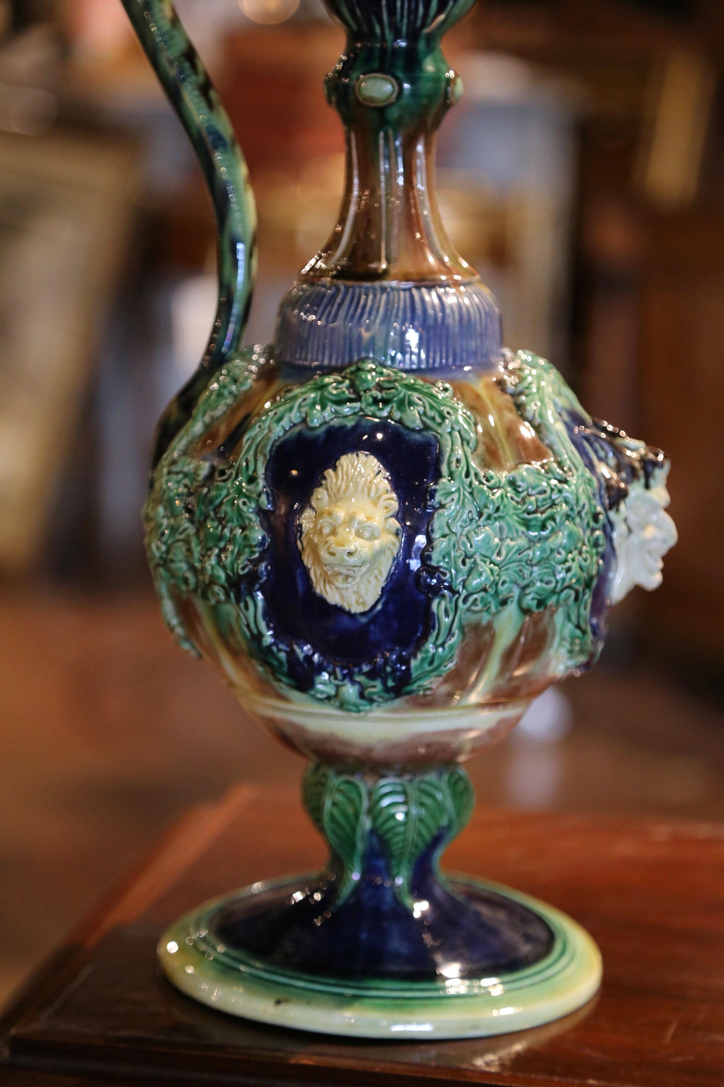 Francese Calderone di faience dipinto a mano di Thomas Sergent del XIX secolo in vendita