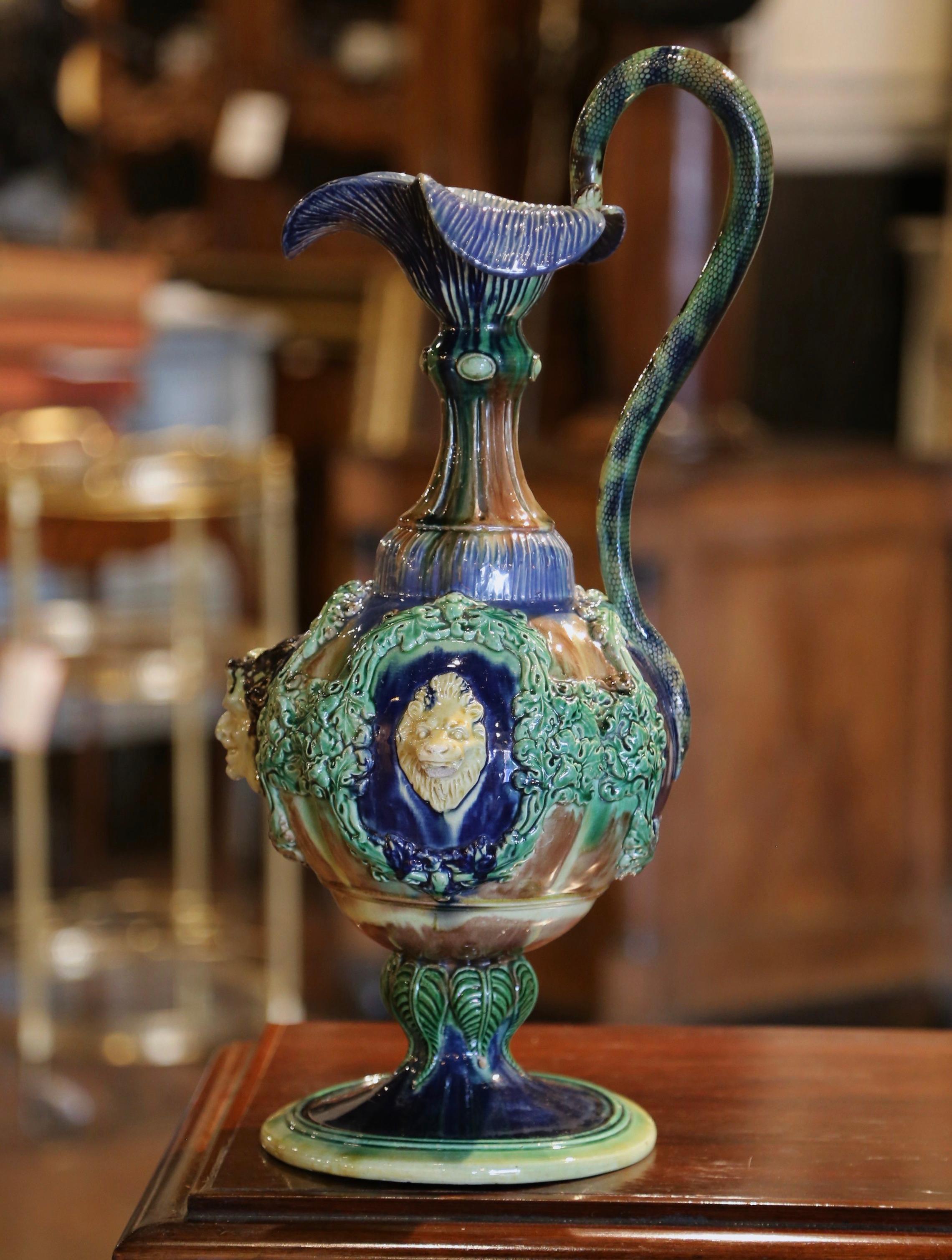 Calderone di faience dipinto a mano di Thomas Sergent del XIX secolo In condizioni ottime in vendita a Dallas, TX