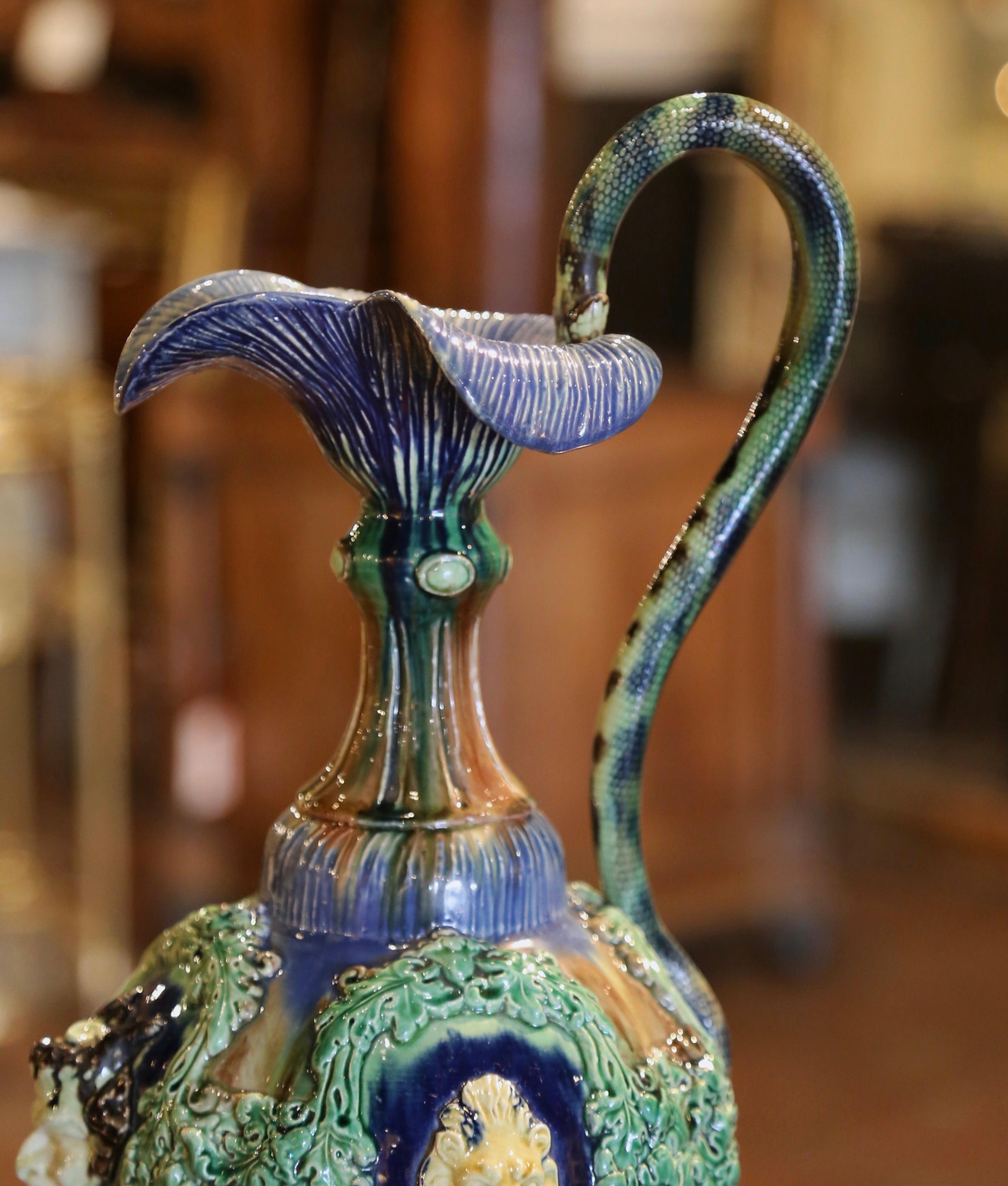 Faenza Calderone di faience dipinto a mano di Thomas Sergent del XIX secolo in vendita